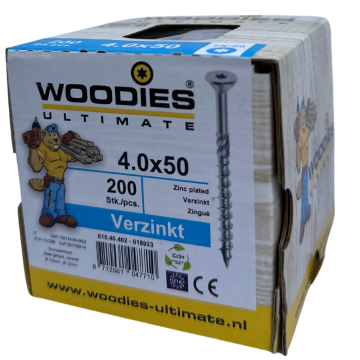 Woodies Ultimate schroeven | deeldraad | 200 stuks | diverse maten